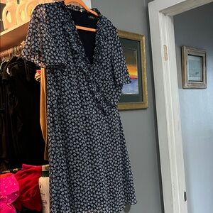 Lauren Blue Floral Wrap Dress - Women's Short Sleeve